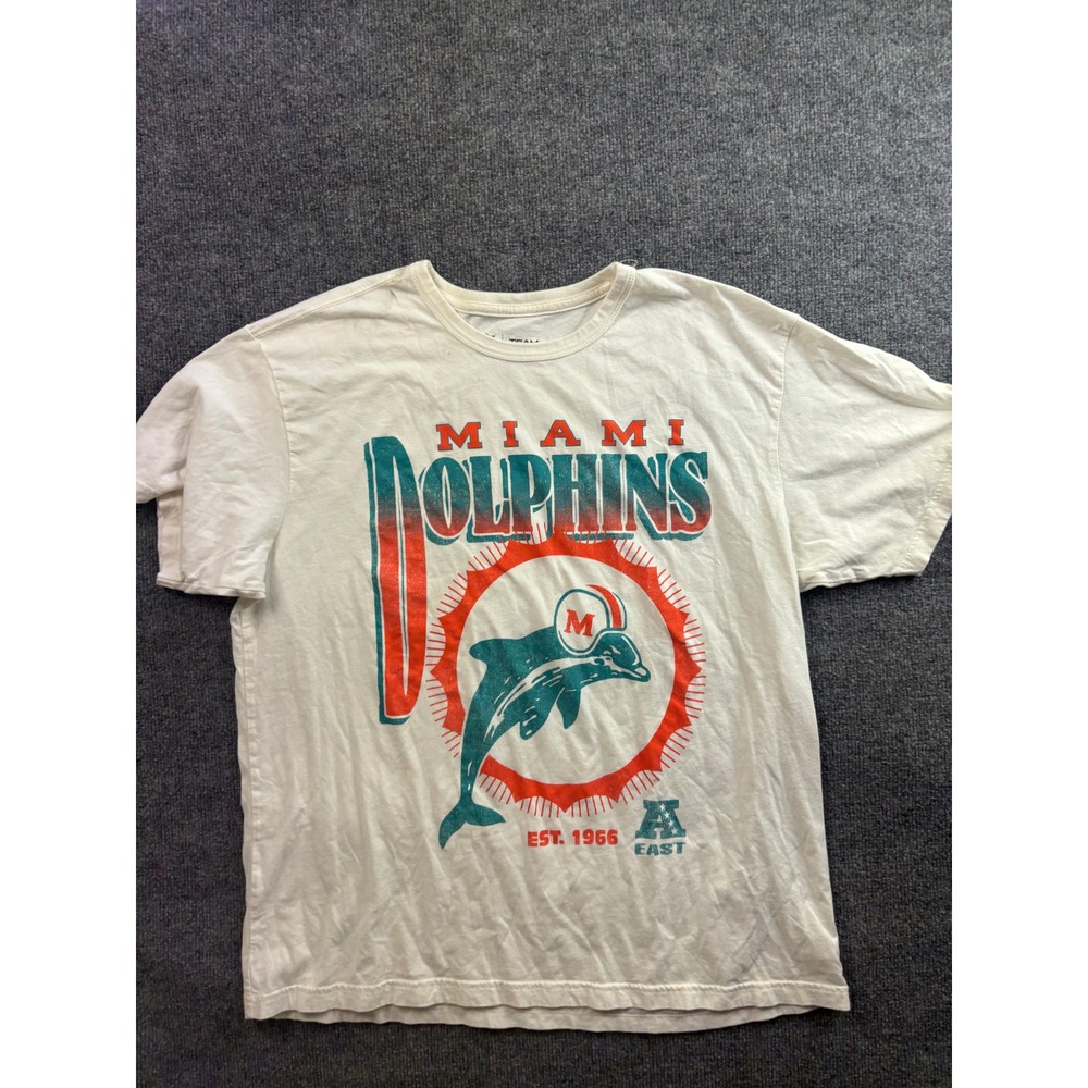 NFL Team Apparel Miami Dolphins T-Shirt Mens XL White Graphic Short Sleeve Tee